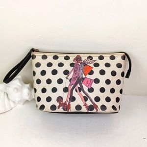 ♥️Bundle Only♥️  IZAK  Black Polka Dot Fashionista Graphic Make Up Bag Wristlet